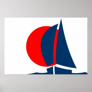 Japanische Flagge Segelyacht Japan Nautic Poster