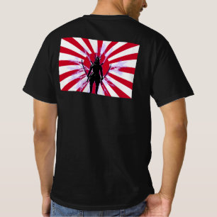 Japanische Flagge und wachsender Sun Samurai-Krieg T-Shirt
