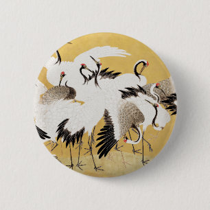 Japanische Flock Cranes Vintag Bird Rich Classic Button