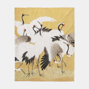 Japanische Flock Cranes Vintag Bird Rich Classic Fleecedecke
