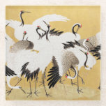 Japanische Flock Cranes Vintag Bird Rich Classic Glasuntersetzer<br><div class="desc">Dieses Bild basiert auf der japanischen Kranherde (18. Jahrhundert) Vintage Malerei von Ishida Yutei. Originelles Public Domain Image vom Minneapolis Institut für Kunst.</div>