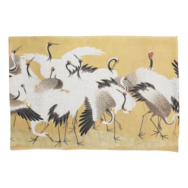 Japanische Flock Cranes Vintag Bird Rich Classic Kissenbezug (Vorderseite)