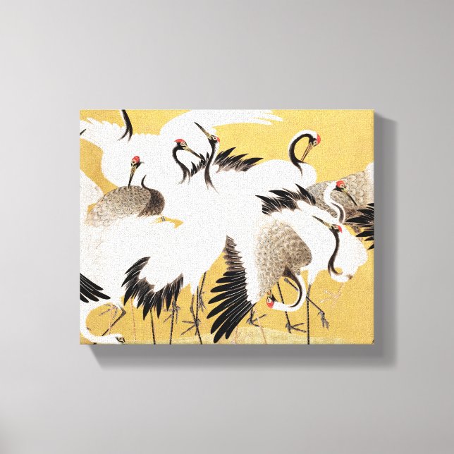 Japanische Flock Cranes Vintag Bird Rich Classic Leinwanddruck (Vorderseite)
