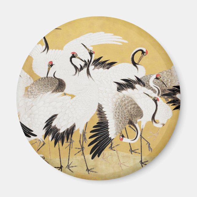 Japanische Flock Cranes Vintag Bird Rich Classic Magnet (Vorne)