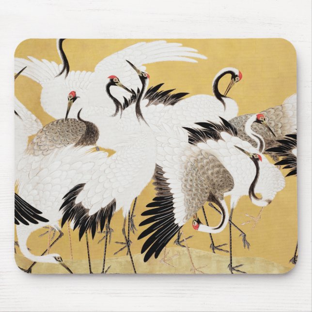 Japanische Flock Cranes Vintag Bird Rich Classic Mousepad (Vorne)