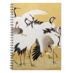 Japanische Flock Cranes Vintag Bird Rich Classic Notizblock