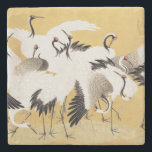 Japanische Flock Cranes Vintag Bird Rich Classic Steinuntersetzer<br><div class="desc">Dieses Bild basiert auf der japanischen Kranherde (18. Jahrhundert) Vintage Malerei von Ishida Yutei. Originelles Public Domain Image vom Minneapolis Institut für Kunst.</div>