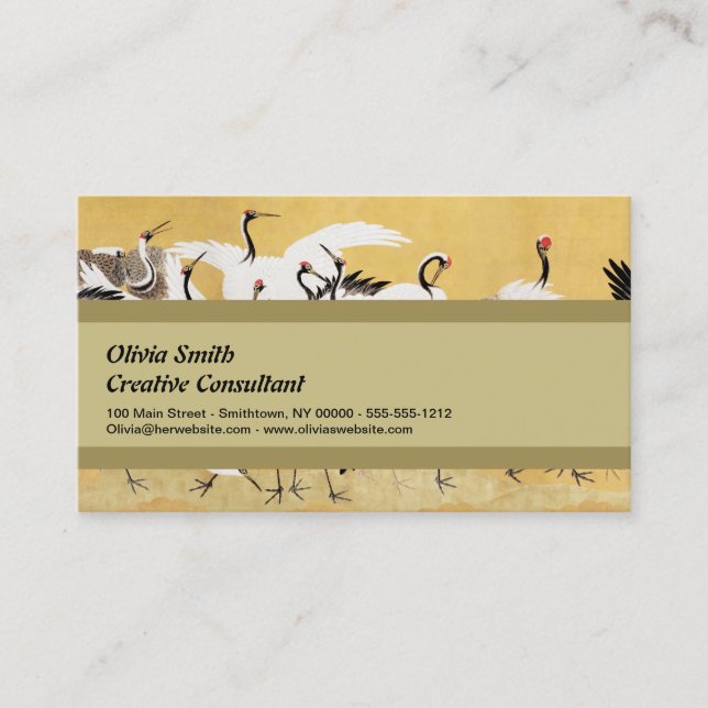 Japanische Flock Cranes Vintag Bird Rich Classic Visitenkarte (Vorderseite)