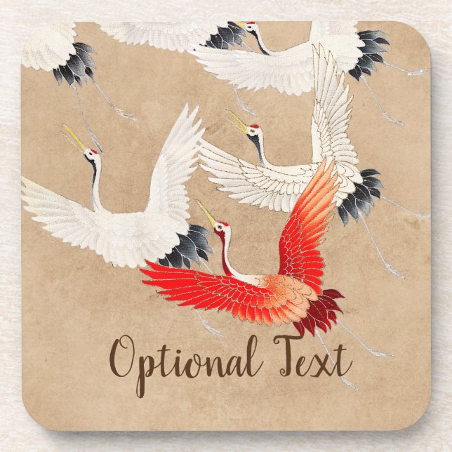 Japanische Flugkrane Getränkeuntersetzer (Vorderseite)
