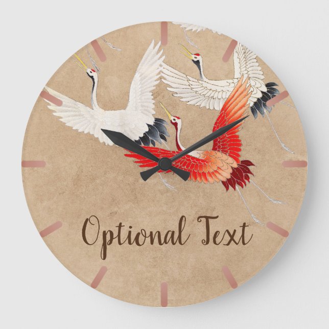 Japanische Flugkrane Große Wanduhr (Vorderseite)