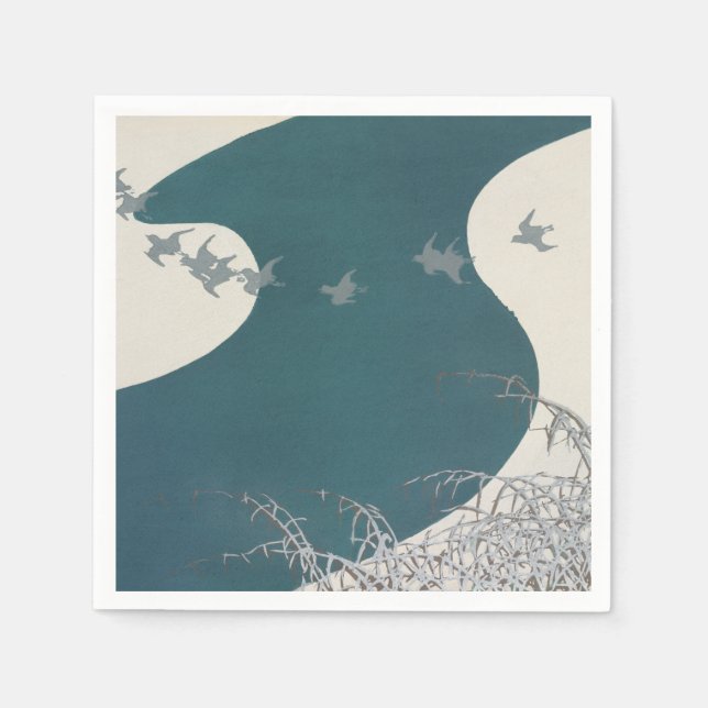 Japanische Flusslandschaft Traditionelle Vintage V Serviette (Vorderseite)