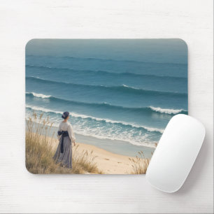 Japanische Frau am Strand Mousepad