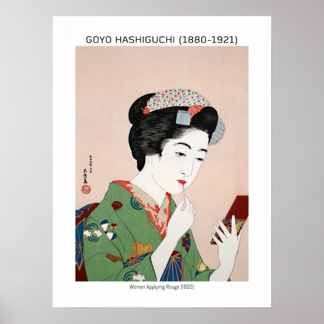 Japanische Frau, die Rouge bewirbt - Goyō Hashiguc Poster (Vorne)