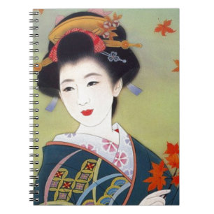 Japanische Frau im blauen Kimono Notizblock