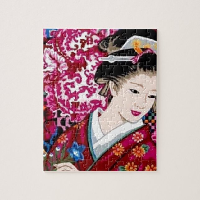 Japanische Frau im Kimono Puzzle (Vertikal)