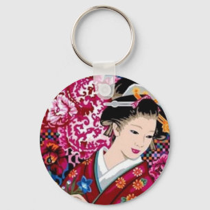 Japanische Frau im Kimono Schlüsselanhänger