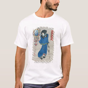 Japanische Frau im Schnee (Farbewoodblock Druck T-Shirt