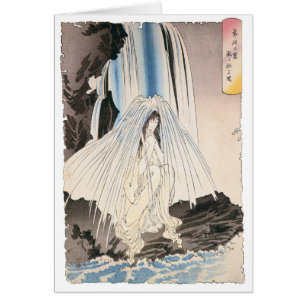Japanische Frau im Wasserfall, alte japanische