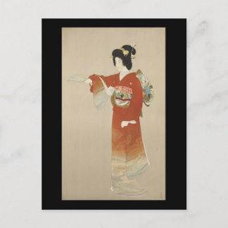 Japanische Frau in Kimono Postkarte
