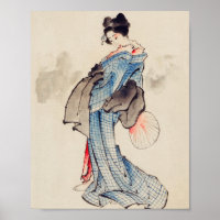 Japanische Frau in Kimono von Katsushika Hokusai