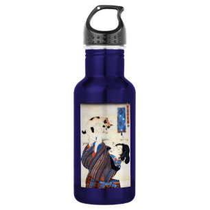 Japanische Frau mit Katze, Utagawa Kuniyoshi Trinkflasche