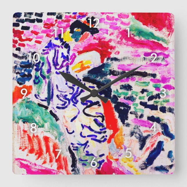 Japanische Frau neben dem Wasser, Matisse Quadratische Wanduhr (Vorderseite)