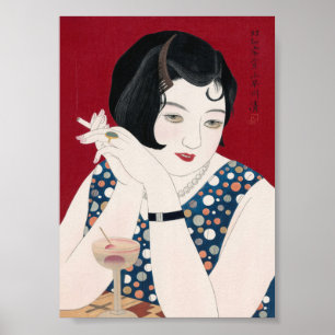 Japanische Frau Portrait Vintage Kunst Poster