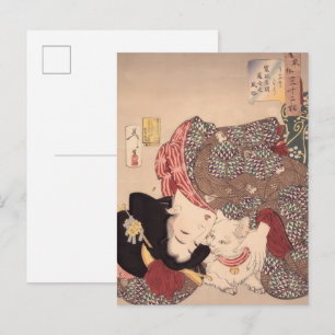 Japanische Frau und Katze Kunst öffentlich (1839 Postkarte