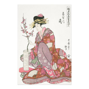 Japanische Frau Vintage-Malerei Kunst-Holzschnittd Fotodruck