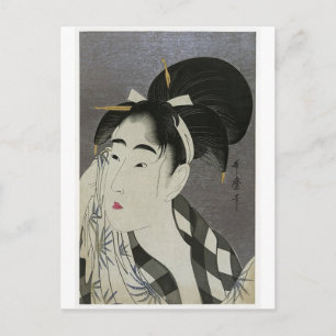 Japanische Frau wischt sich das Gesicht ab Postkarte