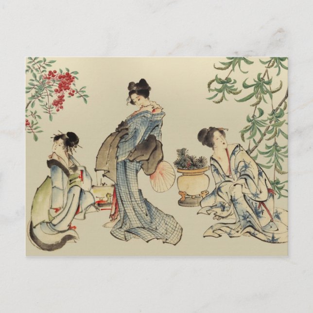 Japanische Frauen in traditionellen Kleidungsstück Postkarte (Vorderseite)