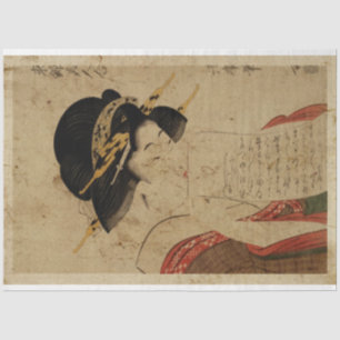 Japanische Frauen lesen Buchstabe Ukiyo Style Seidenpapier