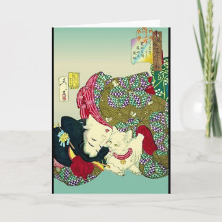 Japanische Frauen und Katze Karte