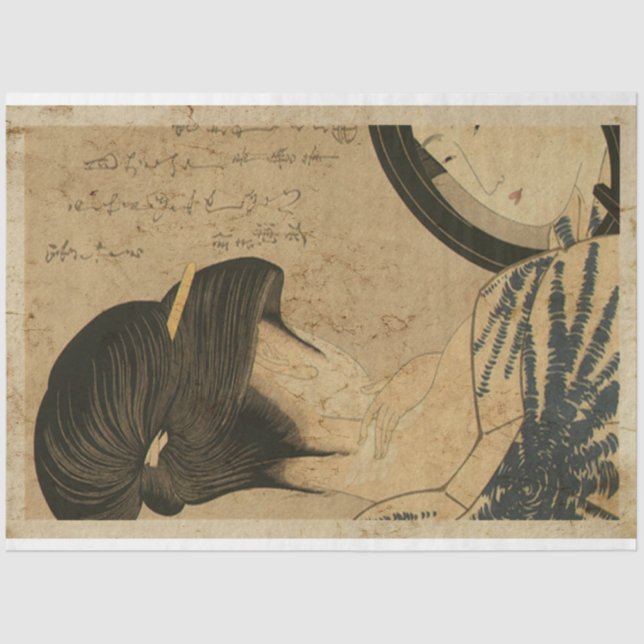 Japanische Frauen und Mirror Ukiyo Art No9 Seidenpapier (Vorderseite)