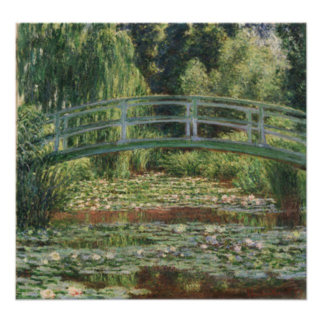 Japanische Fußbrücke und Wasserlilie Pool by Monet Fotodruck (Vorne)