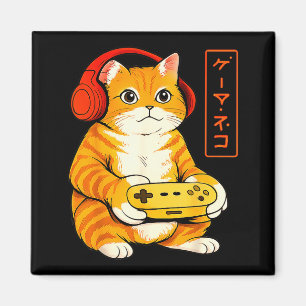Japanische Gamer-Katze Lustige Vintage-Gaming-Gesc Magnet