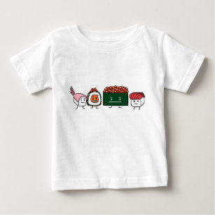 Japanische Garnelelachse des glücklichen Baby T-shirt