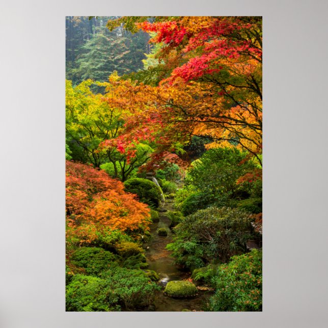 Japanische Gärten im Herbst in Portland, Oregon 2 Poster (Vorne)