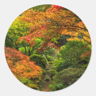 Japanische Gärten im Herbst in Portland, Oregon 2 Runder Aufkleber