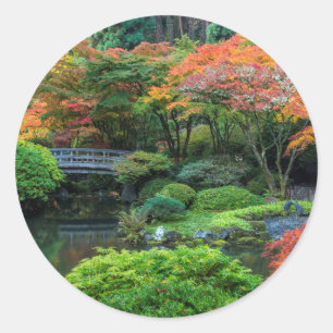 Japanische Gärten im Herbst in Portland, Oregon 3 Runder Aufkleber