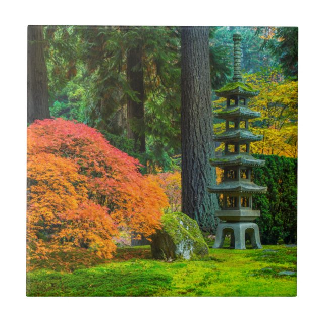 Japanische Gärten im Herbst in Portland, Oregon Fliese (Vorderseite)