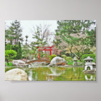 JAPANISCHE GARTEN UND ROTE TORII-GATE-DRUCKEN