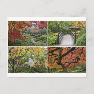 Japanische Gartenanlage in bunter Herbstsaison Postkarte