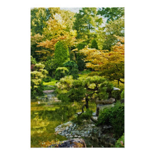 Japanische Gartenmalerei Effekt Landschaft Poster