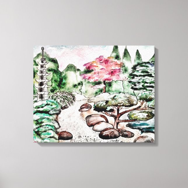 Japanische Gartenmauer Kunst Leinwanddruck (Vorderseite)