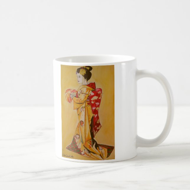 Japanische Geisha Aquarellmalerei Tasse (Rechts)