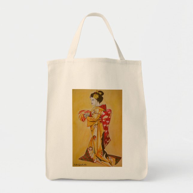 Japanische Geisha Aquarellmalerei Tragetasche (Vorne)