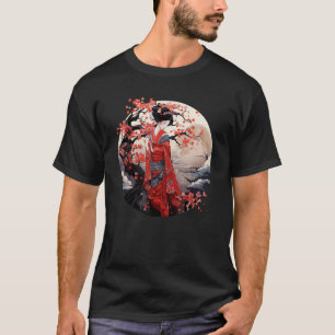 Japanische Geisha Art Print Traditioneller Kimono  T-Shirt