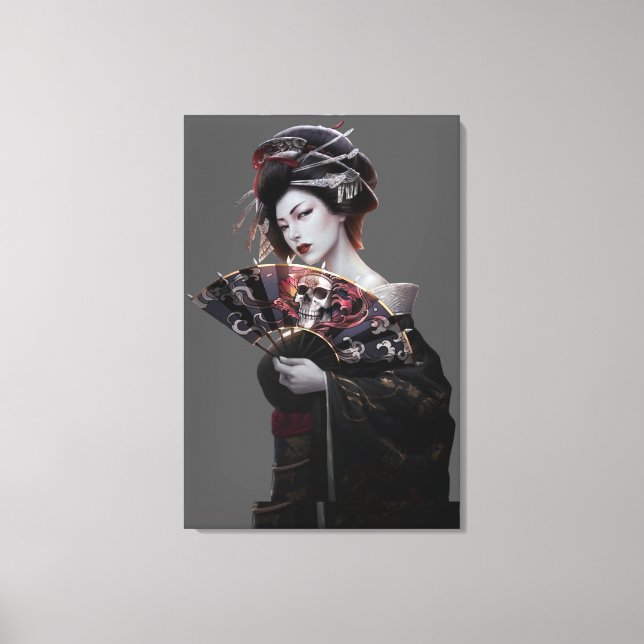 Japanische Geisha Art Wrapped Canvas Leinwanddruck (Vorderseite)