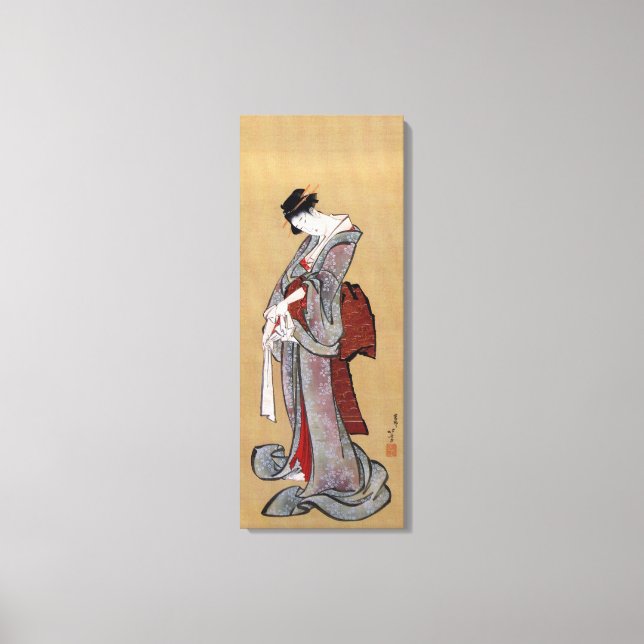 Japanische Geisha-Frau, Hokusai, Ukiyo-e Leinwanddruck (Vorderseite)